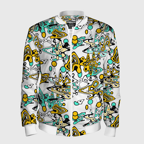 Мужской бомбер Абстрактный современный узор в стиле граффити / 3D-Белый – фото 1