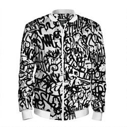 Мужской бомбер Graffiti black on white
