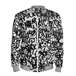 Мужской бомбер Graffiti black on white