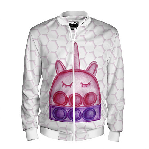 Мужской бомбер POP IT ЕДИНОРОГ ПОП ИТ / 3D-Белый – фото 1