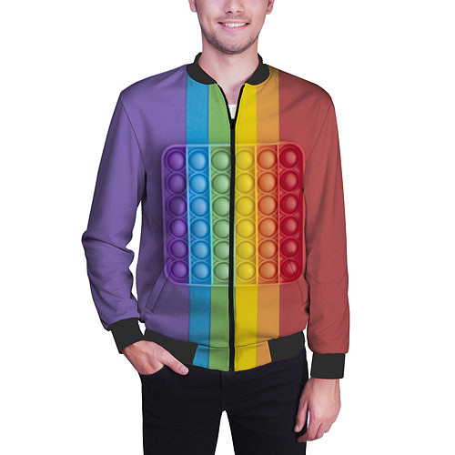 Мужской бомбер ПОП ИТ ПОЛОСЫ / 3D-Черный – фото 3