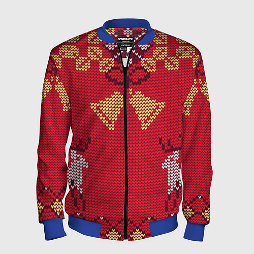 Мужской бомбер Олени / 3D-Синий – фото 1