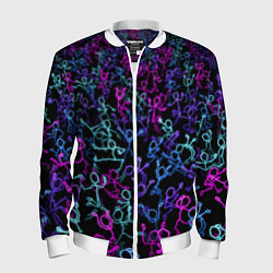 Бомбер мужской Neon Rave Party, цвет: 3D-белый