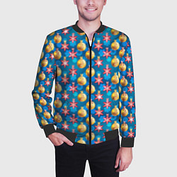 Бомбер мужской Новогодние Украшения, цвет: 3D-черный — фото 2