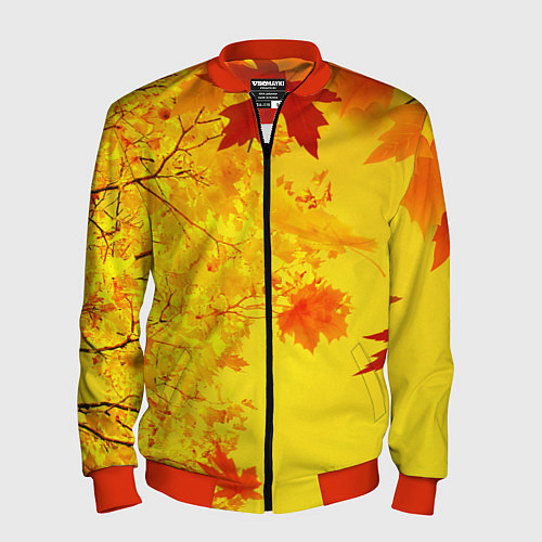 Мужской бомбер ОСЕННИЕ ЦВЕТА ЗОЛОТАЯ ОСЕНЬ / 3D-Красный – фото 1