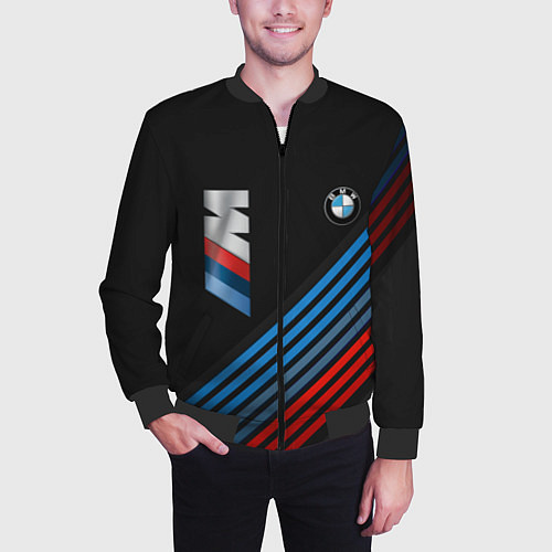 Мужской бомбер BMW STRIPE / 3D-Черный – фото 3