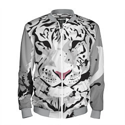 Бомбер мужской Белый снежный тигр, цвет: 3D-меланж