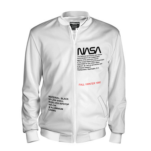 Мужской бомбер NASA БЕЛАЯ ФОРМА / 3D-Белый – фото 1