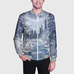Бомбер мужской СНЕЖНЫЙ ПЕЙЗАЖ, цвет: 3D-меланж — фото 2