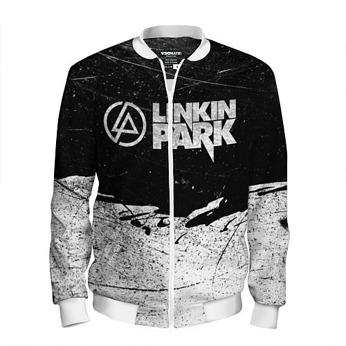 Мужской бомбер Линкин Парк Лого Рок ЧБ Linkin Park Rock / 3D-Белый – фото 1