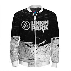 Бомбер мужской Линкин Парк Лого Рок ЧБ Linkin Park Rock, цвет: 3D-белый