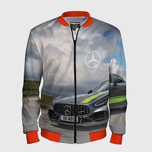 Мужской бомбер Mercedes V8 Biturbo Racing Team AMG / 3D-Красный – фото 1