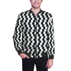 Бомбер мужской Шахматная Иллюзия Искажения, цвет: 3D-черный — фото 2