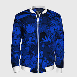Бомбер мужской SONIC BLUE PATTERN СИНИЙ ЁЖ, цвет: 3D-белый