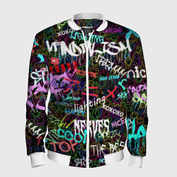 Бомбер мужской Neon graffiti Smile, цвет: 3D-белый