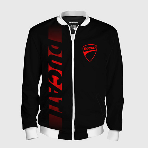 Мужской бомбер DUCATI BLACK RED LINE / 3D-Белый – фото 1
