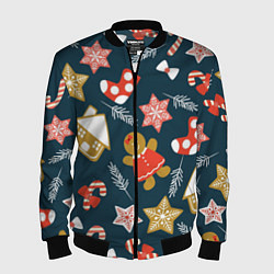 Бомбер мужской Merry Christmas!!!, цвет: 3D-черный