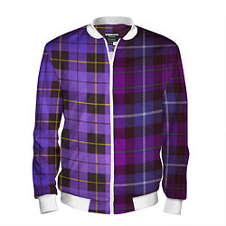 Бомбер мужской Purple Checkered, цвет: 3D-белый