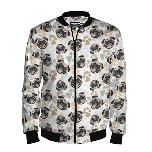 Мужской бомбер Собака Мопс Pug / 3D-Черный – фото 1