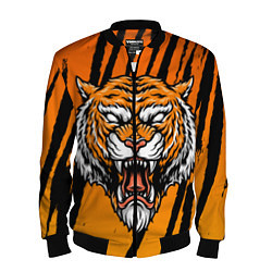 Бомбер мужской Разгневанный тигр голова, цвет: 3D-черный