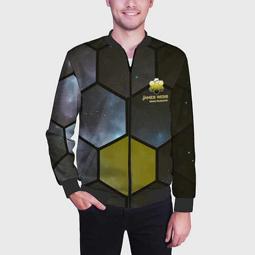 Мужской бомбер JWST space cell theme / 3D-Черный – фото 3