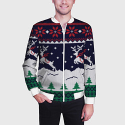 Бомбер мужской СВИТЕР С ОЛЕНЯМИ DEER SWEATER, цвет: 3D-белый — фото 2