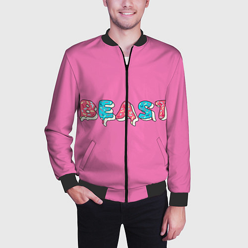 Мужской бомбер Mr Beast Donut Pink edition / 3D-Черный – фото 3
