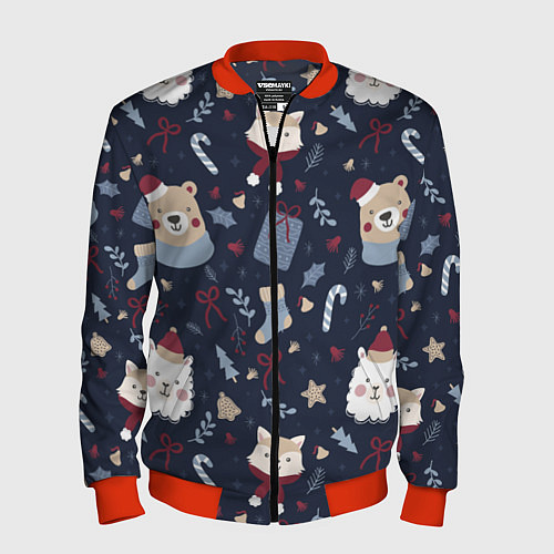 Мужской бомбер Забавный Новый Год 2022 / 3D-Красный – фото 1