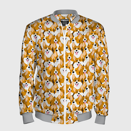 Мужской бомбер Собаки Корги / 3D-Меланж – фото 1