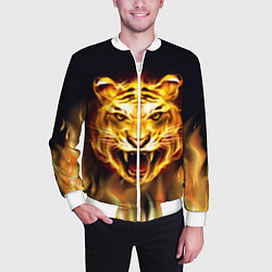 Бомбер мужской Тигр В Пламени, цвет: 3D-белый — фото 2
