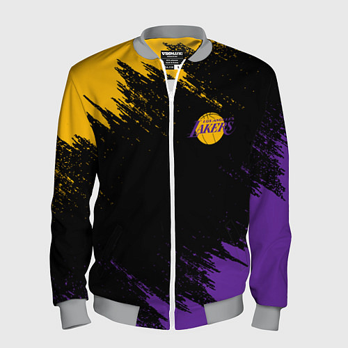 Мужской бомбер LAKERS БРЫЗГИ КРАСОК / 3D-Меланж – фото 1