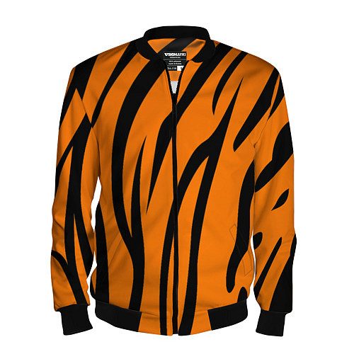 Мужской бомбер Текстура тиграtiger / 3D-Черный – фото 1