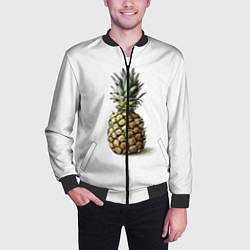 Бомбер мужской Pineapple watercolor, цвет: 3D-черный — фото 2