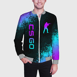 Бомбер мужской CS GO NEON SYMBOL STYLE SKIN КС ГО НЕОН, цвет: 3D-меланж — фото 2