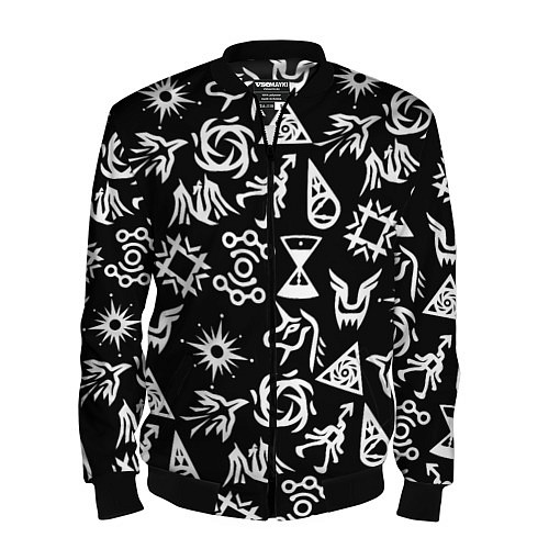 Мужской бомбер EXO BAND SYMBOL PATTERN WHITE K-POP / 3D-Черный – фото 1