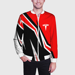 Бомбер мужской TESLA MOTORS RED LINE ТЕСЛА, цвет: 3D-белый — фото 2
