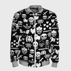 Бомбер мужской UNDERTALE PATTERN БЕЛЫЙ, цвет: 3D-меланж