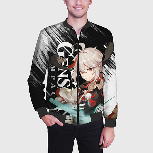 Мужской бомбер КАДЗУХА АНЕМО KAZUHA / 3D-Черный – фото 3