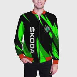 Бомбер мужской SKODA Логотип Узор, цвет: 3D-красный — фото 2
