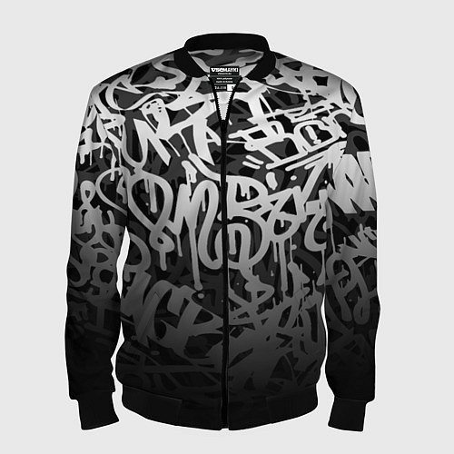 Мужской бомбер GRAFFITI WHITE TAGS ГРАФФИТИ / 3D-Черный – фото 1
