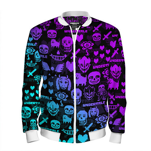 Мужской бомбер UNDERTALE NEON PATTERN УЗОР / 3D-Белый – фото 1