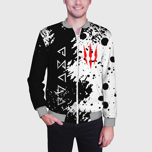 Мужской бомбер The Witcher black & white / 3D-Меланж – фото 3