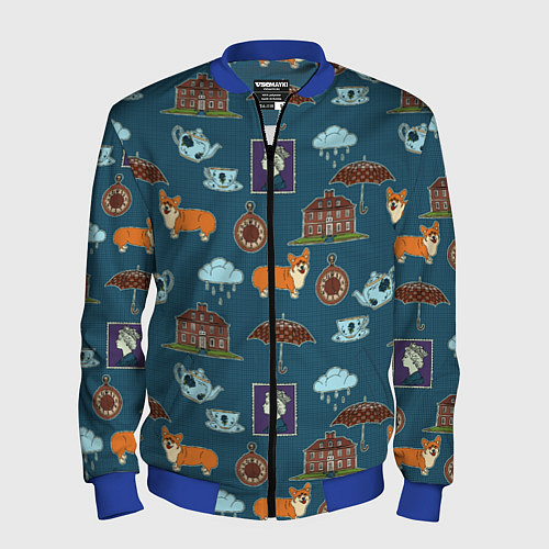 Мужской бомбер Англия паттерн / 3D-Синий – фото 1