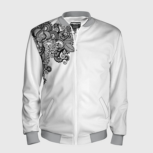 Мужской бомбер Черно Белые КруЖева / 3D-Меланж – фото 1