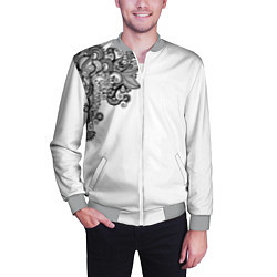 Бомбер мужской Черно Белые КруЖева, цвет: 3D-меланж — фото 2