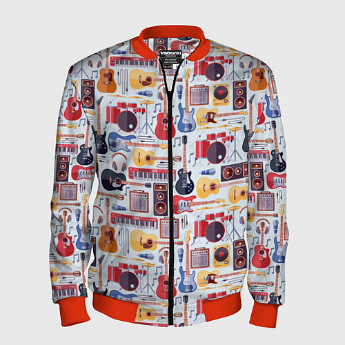 Мужской бомбер Рок Музыкант / 3D-Красный – фото 1
