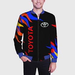Бомбер мужской Toyota Разноцветный огонь, цвет: 3D-синий — фото 2