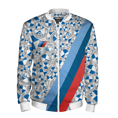 Мужской бомбер BMW LOGO 2020 PATTERN M SPORT / 3D-Белый – фото 1