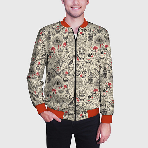 Мужской бомбер Чёрная Магия и Колдовство / 3D-Красный – фото 3