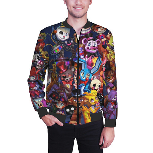 Мужской бомбер Cute Fnaf Pattern / 3D-Черный – фото 3